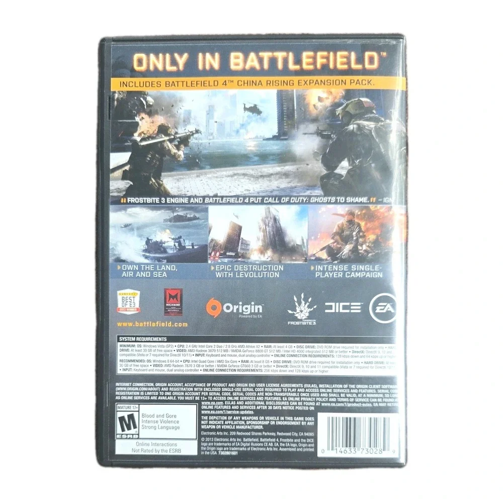 Battlefield 4 Plus China Rising Expansion Pack PC DVD-ROM NEW In one Package